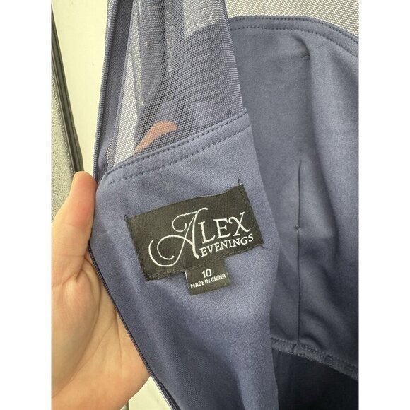 Alex Evenings Beaded Sleeve Maxi Dress Women 10 Purple Ruched Whimsical Feminine - Picture 3 of 11